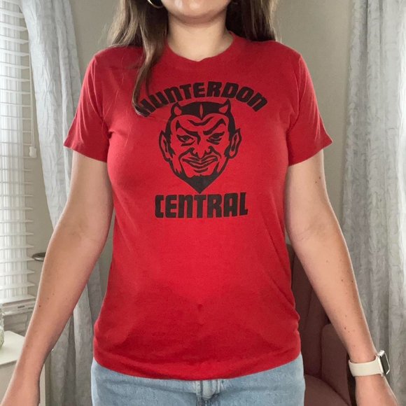 Vintage 1980's Hunterdon Central Regional High School Red Devils T-Shirt - Picture 2 of 6